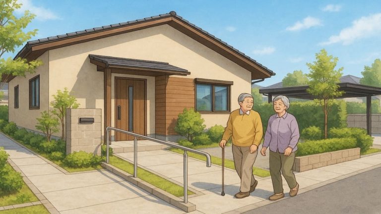 延岡市の戸建てに施工されたバリアフリー外構のイメージ