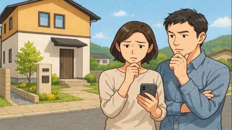 延岡市で夫婦が外構業者の選び方と探し方を考えているイメージ