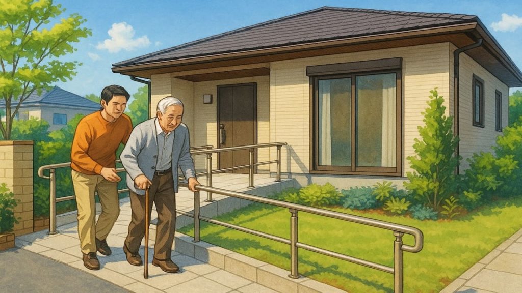 野田市の戸建てに施工されたバリアフリー外構のイメージ