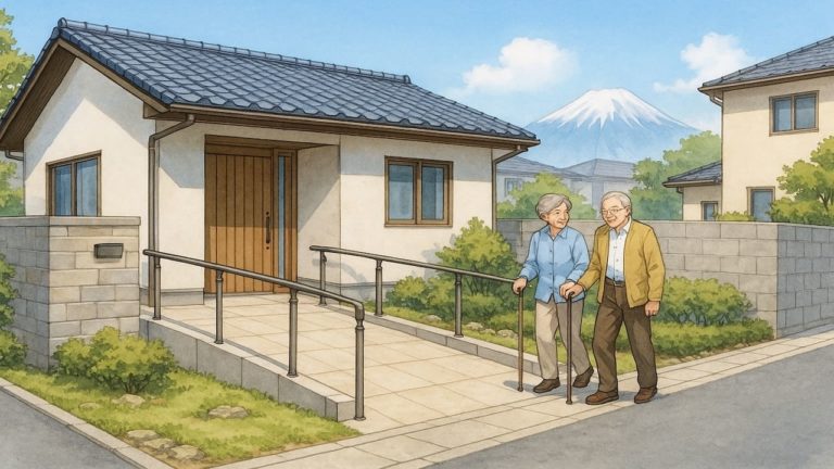 沼津市の戸建てに施工されたバリアフリー外構のイメージ