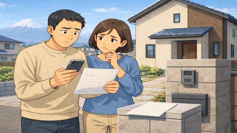 沼津市で夫婦が外構見積もりで悩んでいるイメージ