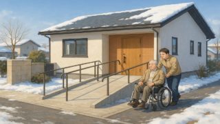 帯広市の戸建てに施工されたバリアフリー外構のイメージ