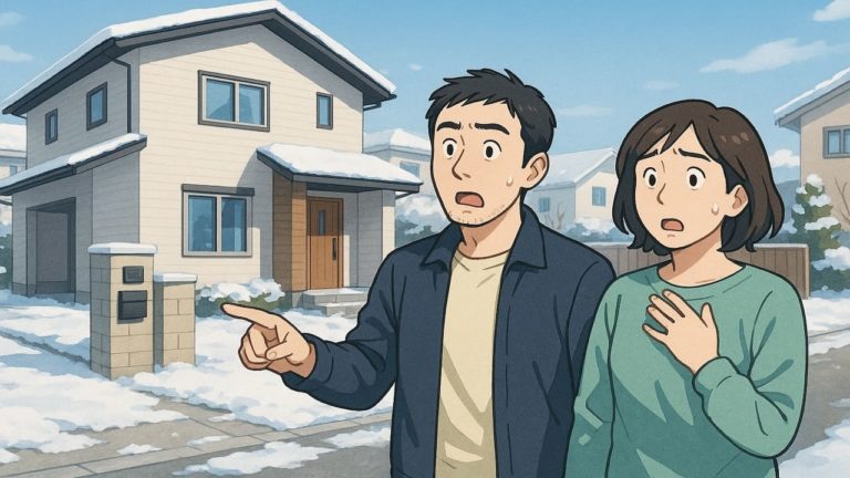 帯広市で夫婦が外構トラブルで困っているイメージ