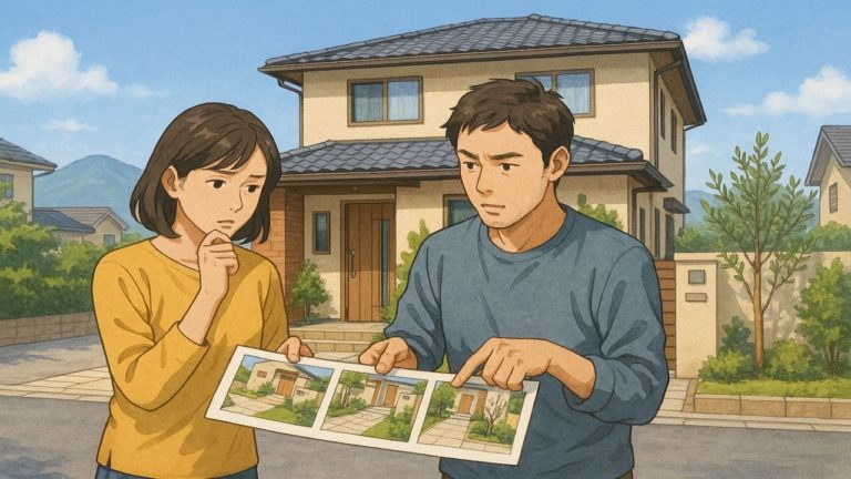 小田原市で夫婦が外構業者の選び方と探し方を考えているイメージ