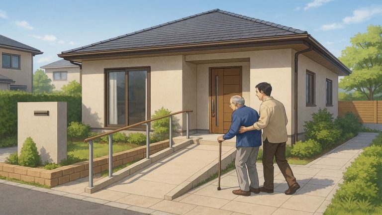 大垣市の戸建てに施工されたバリアフリー外構のイメージ