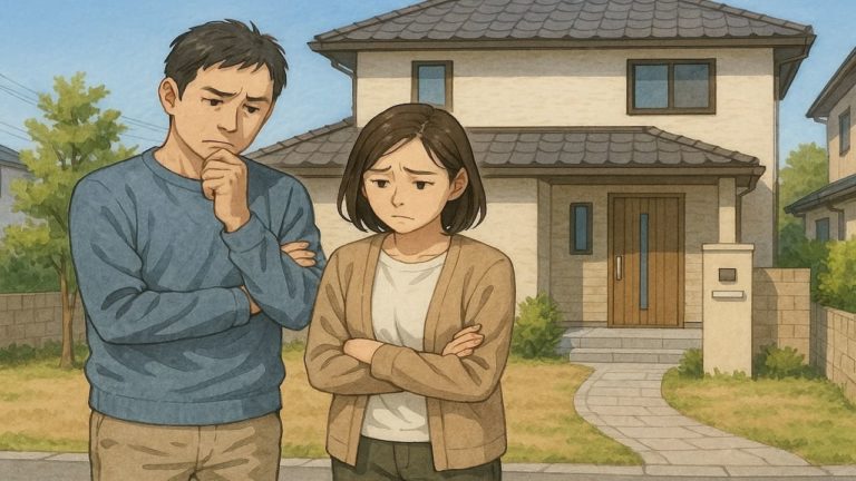 大垣市の外構工事の失敗にがっかりする夫婦のイメージ