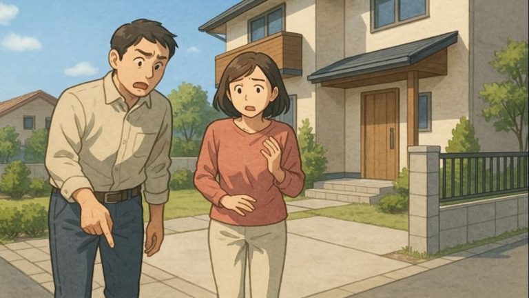 大分県で夫婦が外構トラブルで困っているイメージ