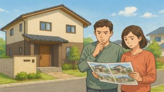 岡山県で夫婦が外構業者の選び方と探し方を考えているイメージ