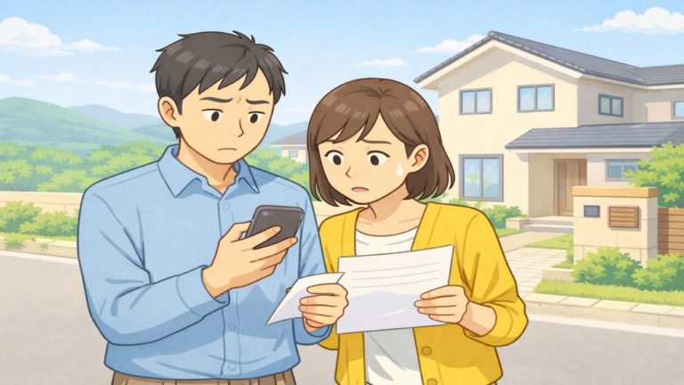 岡山県で夫婦が外構見積もりで悩んでいるイメージ