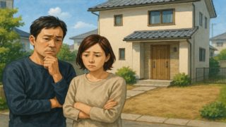 岡山県の外構工事の失敗にがっかりする夫婦のイメージ