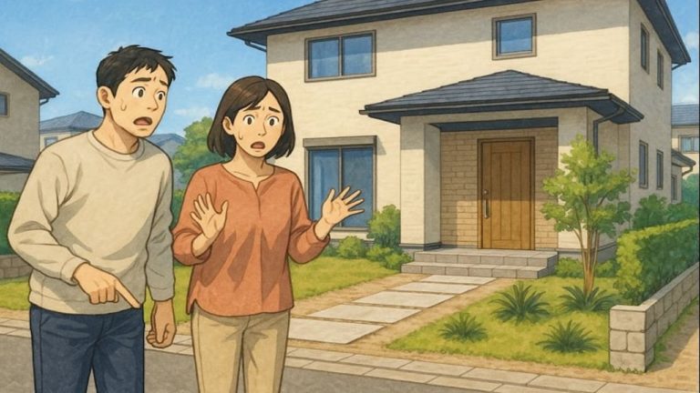 岡山県で夫婦が外構トラブルで困っているイメージ