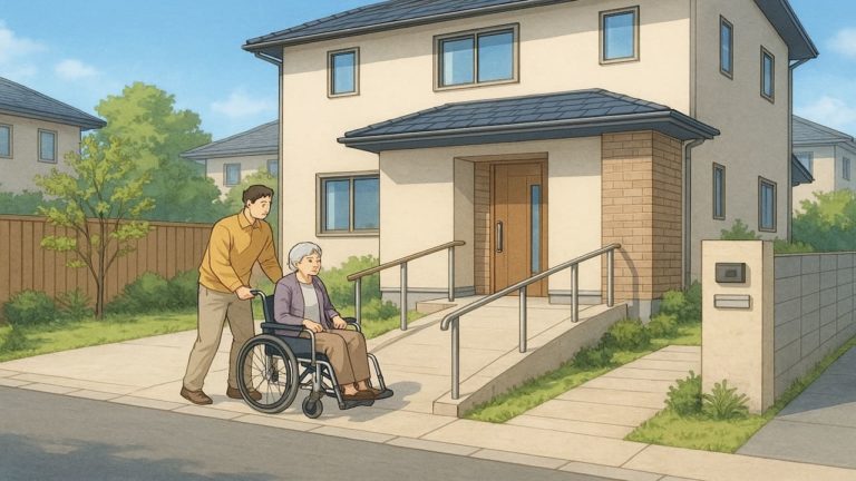 岡崎市の戸建てに施工されたバリアフリー外構のイメージ