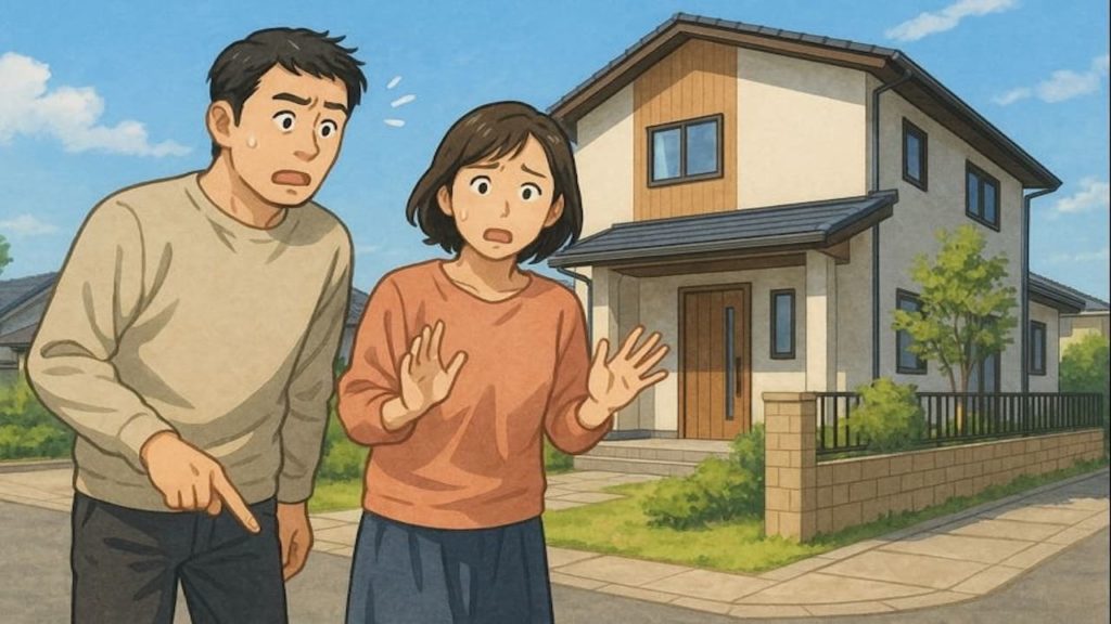 大牟田市で夫婦が外構トラブルで困っているイメージ