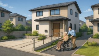 大阪府の戸建てに施工されたバリアフリー外構のイメージ