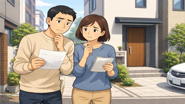 大田区で夫婦が外構見積もりで悩んでいるイメージ