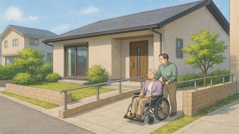 大津市の戸建てに施工されたバリアフリー外構のイメージ