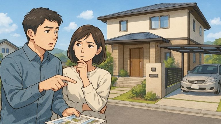 大津市で夫婦が外構業者の選び方と探し方を考えているイメージ