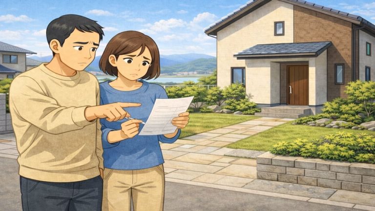 大津市で夫婦が外構見積もりで悩んでいるイメージ