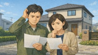 【小山市】外構見積もりのコツ5つ|見積もりで揉めた本当の理由 小山市で夫婦が外構見積もりで悩んでいるイメージ