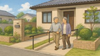 佐賀県の戸建てに施工されたバリアフリー外構のイメージ