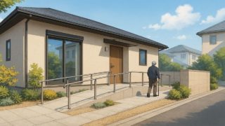 西条市の戸建てに施工されたバリアフリー外構のイメージ
