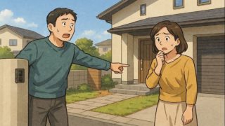 坂戸市で夫婦が外構トラブルで困っているイメージ