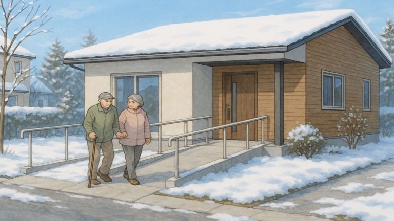 坂井市の戸建てに施工されたバリアフリー外構のイメージ