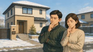 坂井市で夫婦が外構業者の選び方と探し方を考えているイメージ