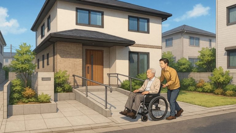 堺市の戸建てに施工されたバリアフリー外構のイメージ