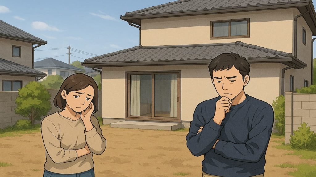 三田市の外構工事の失敗にがっかりする夫婦のイメージ