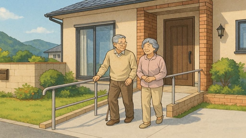 佐世保市の戸建てに施工されたバリアフリー外構のイメージ