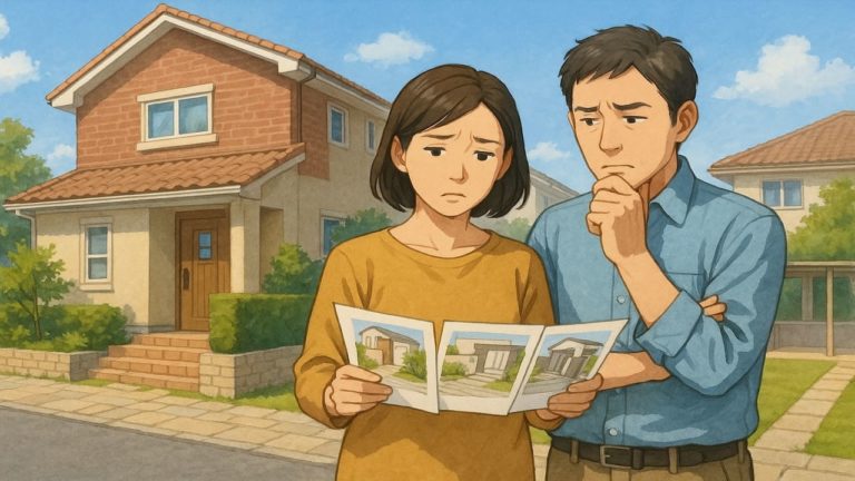 佐世保市で夫婦が外構業者の選び方と探し方を考えているイメージ