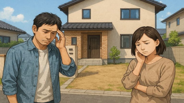 佐世保市の外構工事の失敗にがっかりする夫婦のイメージ