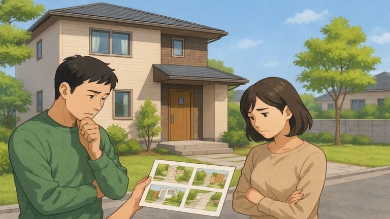 狭山市で夫婦が外構業者の選び方と探し方を考えているイメージ