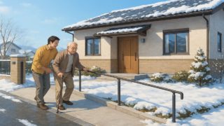 仙台市の戸建てに施工されたバリアフリー外構のイメージ