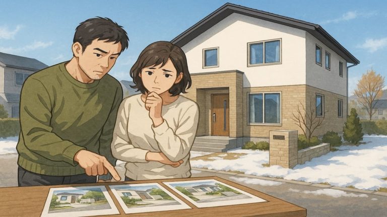 仙台市で夫婦が外構業者の選び方と探し方を考えているイメージ