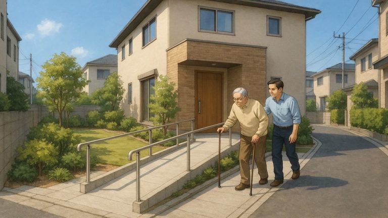 世田谷区の戸建てに施工されたバリアフリー外構のイメージ