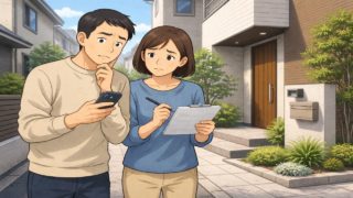 世田谷区で夫婦が外構見積もりで悩んでいるイメージ
