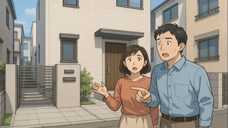 世田谷区で夫婦が外構トラブルで困っているイメージ