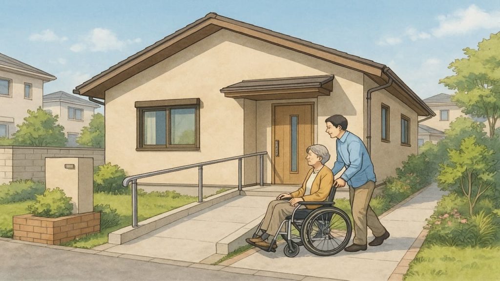 瀬戸市の戸建てに施工されたバリアフリー外構のイメージ