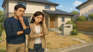 【瀬戸市】外構工事の失敗5パターン|使い方を決めないまま形だけ整えた例 瀬戸市の外構工事の失敗にがっかりする夫婦のイメージ