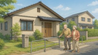 滋賀県の戸建てに施工されたバリアフリー外構のイメージ