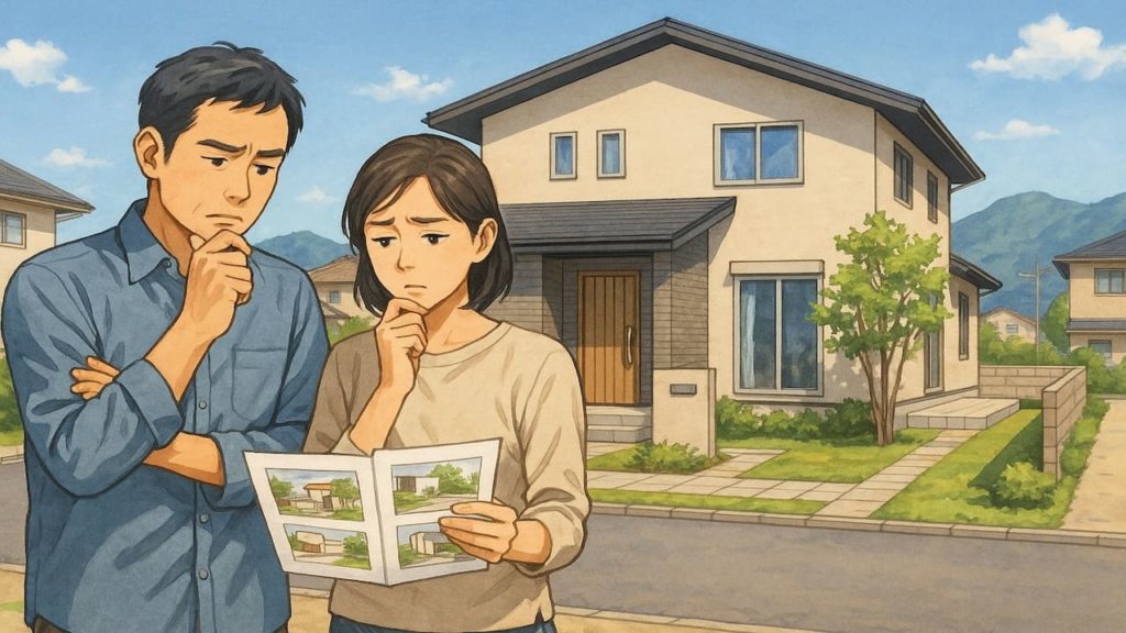 滋賀県で夫婦が外構業者の選び方と探し方を考えているイメージ