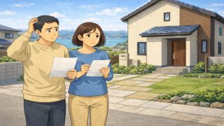 滋賀県で夫婦が外構見積もりで悩んでいるイメージ