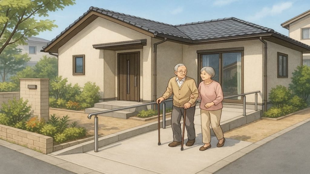 島田市の戸建てに施工されたバリアフリー外構のイメージ