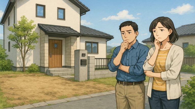 下関市の外構工事の失敗にがっかりする夫婦のイメージ