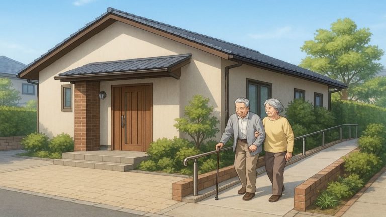 下野市の戸建てに施工されたバリアフリー外構のイメージ