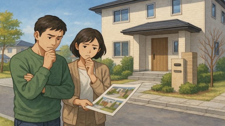 下野市で夫婦が外構業者の選び方と探し方を考えているイメージ