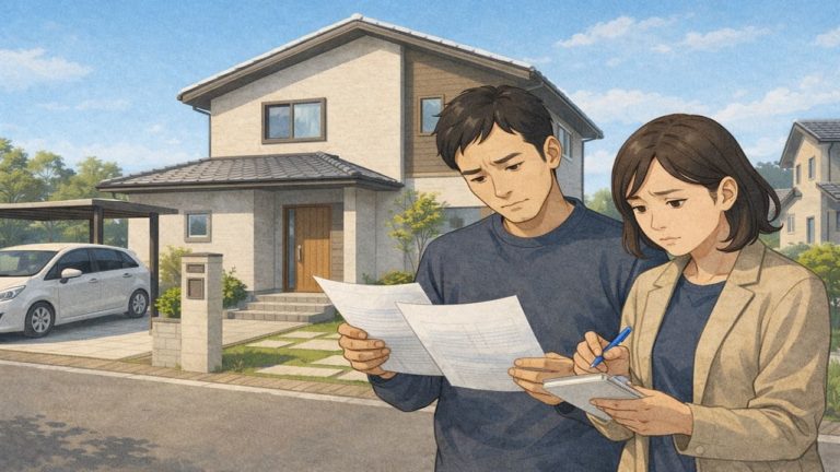 下野市で夫婦が外構見積もりで悩んでいるイメージ