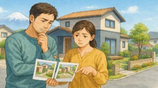 静岡県で夫婦が外構業者の選び方と探し方を考えているイメージ